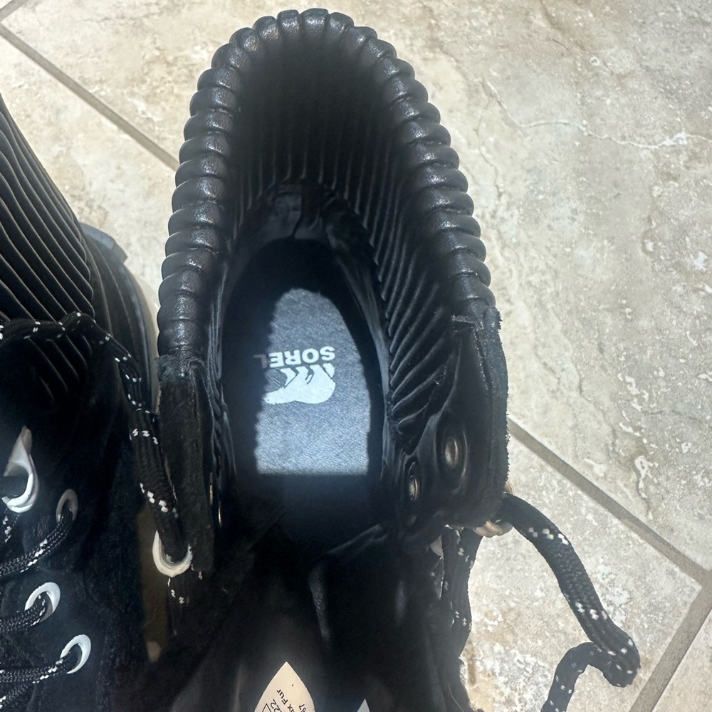 Sorel Black and White Lace-Up Boots - Picture 10 of 13